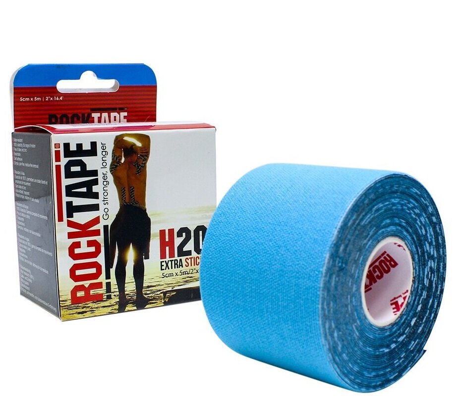 Тейп кинезио Rocktape H2O 5м 5см черный/белый (21617) - фото №1