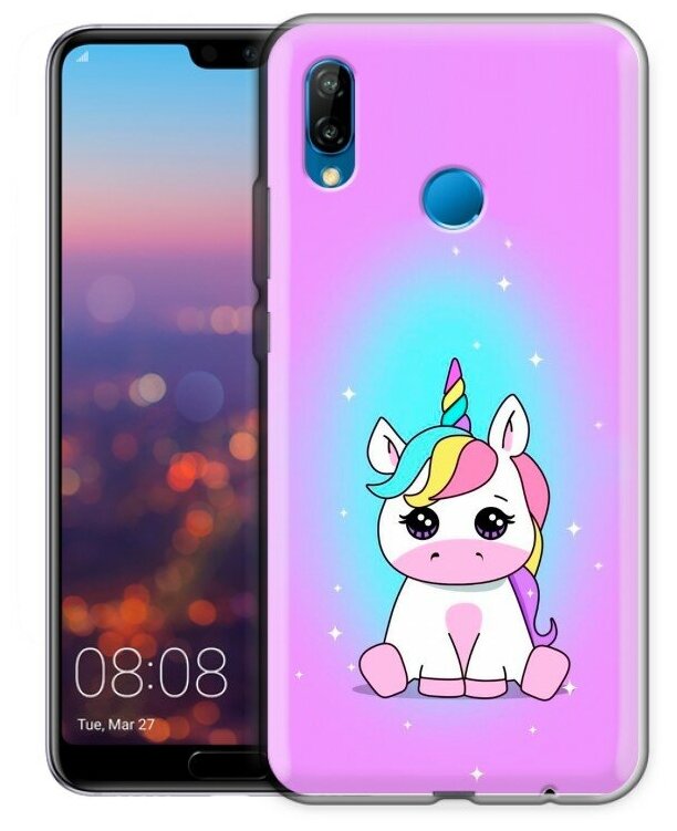 Дизайнерский силиконовый чехол для Хуавей Р20 лайт / Huawei P20 Lite Единорог