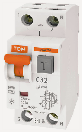 Изображение товара Диф. автомат АВДТ 64 32С 30мА TDM