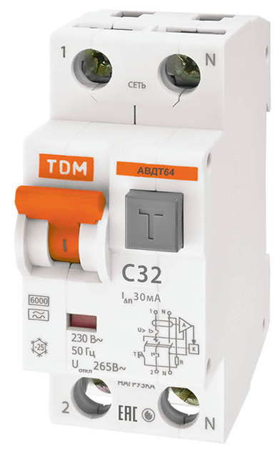 Диф. автомат АВДТ 64 32С 30мА TDM