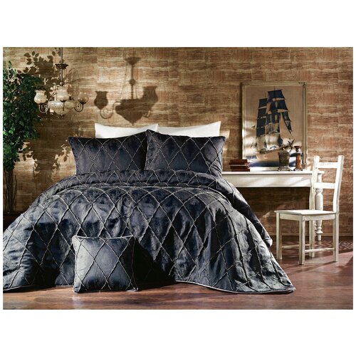 Жаккардовое покрывало с наволочками Parma синий Grazie Home (синий), 270x260