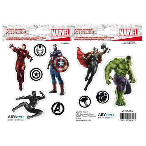 Наклейки ABYstyle: MARVEL : Stickers: 16x11cm/ 2 sheets: Avengers X5 ABYDCO417 брелок abystyle marvel keychain pvc avengers logo x4 abykey174