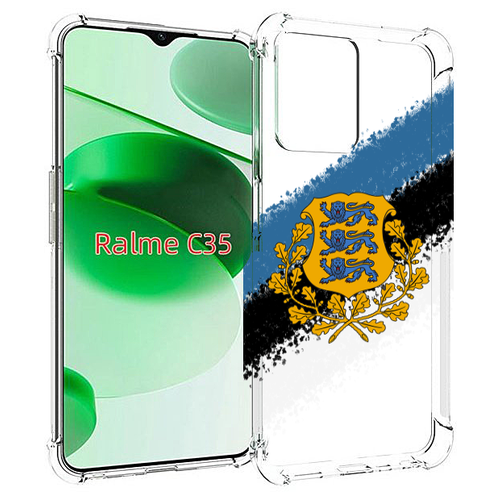 Чехол MyPads герб флаг эстонии-2 для Realme C35 / Narzo 50A Prime задняя-панель-накладка-бампер чехол mypads герб беларуси для realme c35 narzo 50a prime задняя панель накладка бампер