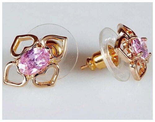 Серьги Lotus Jewelry, фианит, розовый