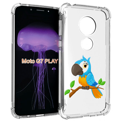 Чехол MyPads попугайчик детский для Motorola Moto G7 Play задняя-панель-накладка-бампер
