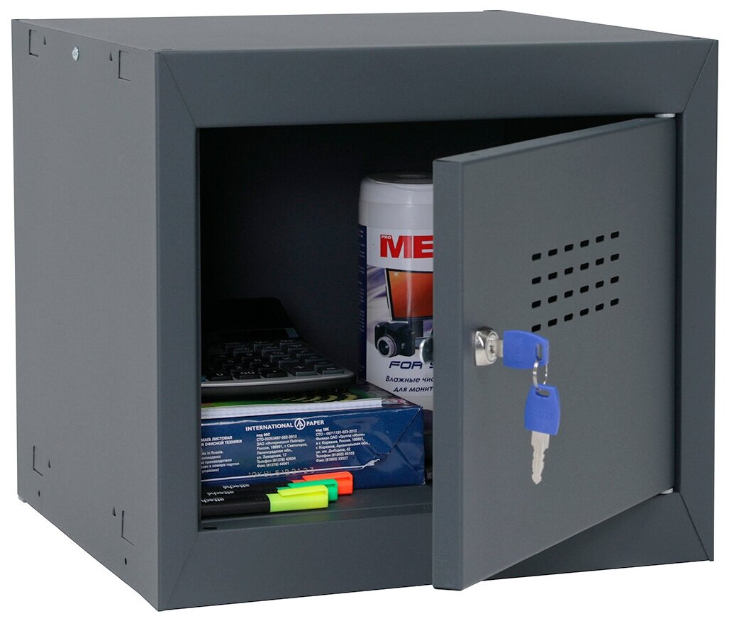 Шкаф металлический, шкаф офисный практик ML Cube 365 усиленный, для раздевалок, для хранения одежды, ключевой замок, модульный, ВхШхГ: 365х400х400 мм - фотография № 12