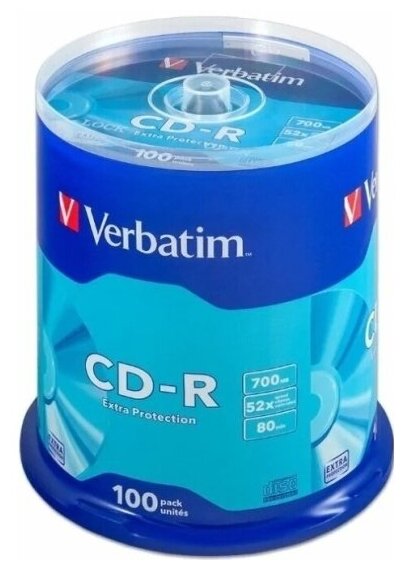 Диск Verbatim CD-R 700Mb 52x Cake Box (100шт) (43430)