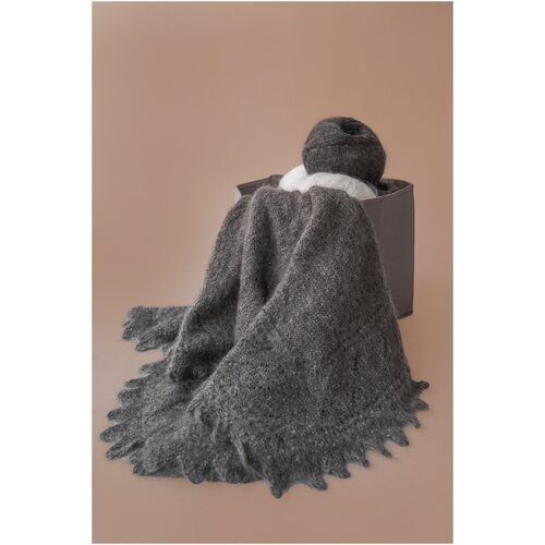 фото Шаль пуховая зима серый 150*150 см легендарные пуховые платки