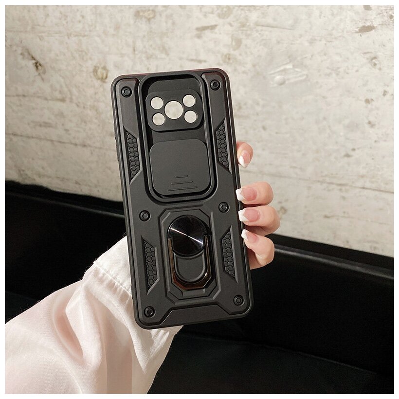 Чехол с кольцом Bumper Case для Xiaomi Poco X3 Pro / X3 NFC черный