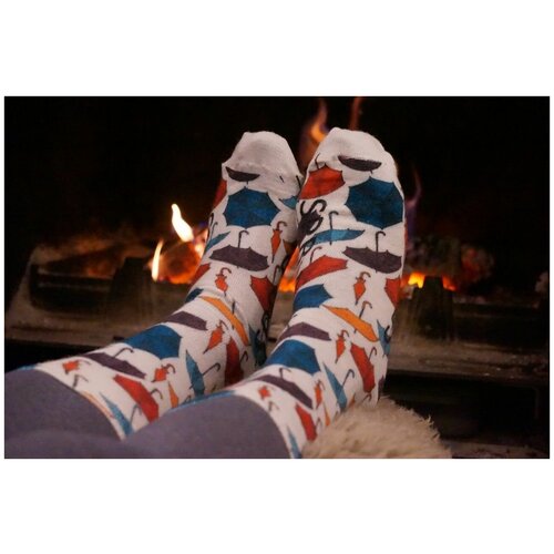 фото Носки шерстянки, размер 35/38, оранжевый, синий, белый, фиолетовый