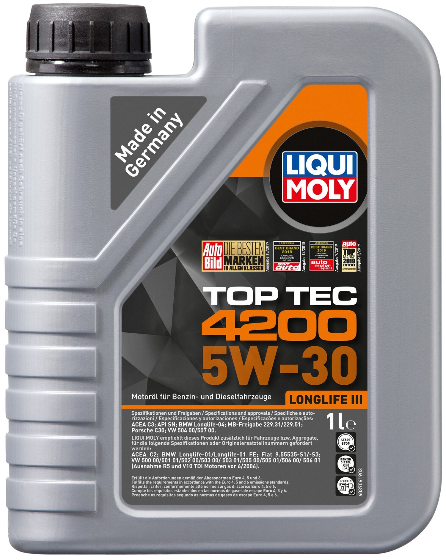 Моторное масло Liqui Moly Top Tec 4200 5W30 hc-синтетическое 1л