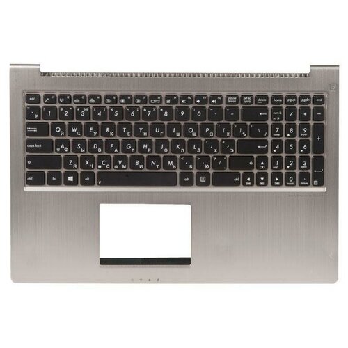 Клавиатура для ноутбука Asus UX51 с топкейсом черные кнопки серебристая панель с подсветкой 2948₽