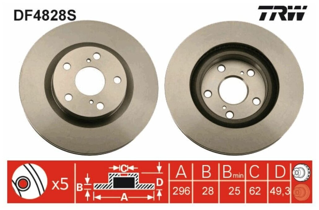 Trw диск тормозной df4828s, (1шт)
