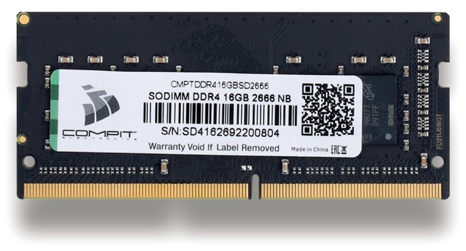 Модуль памяти COMPIT DDR4 16Гб SO-DIMM 2666 12V CMPTDDR416GBSD2666