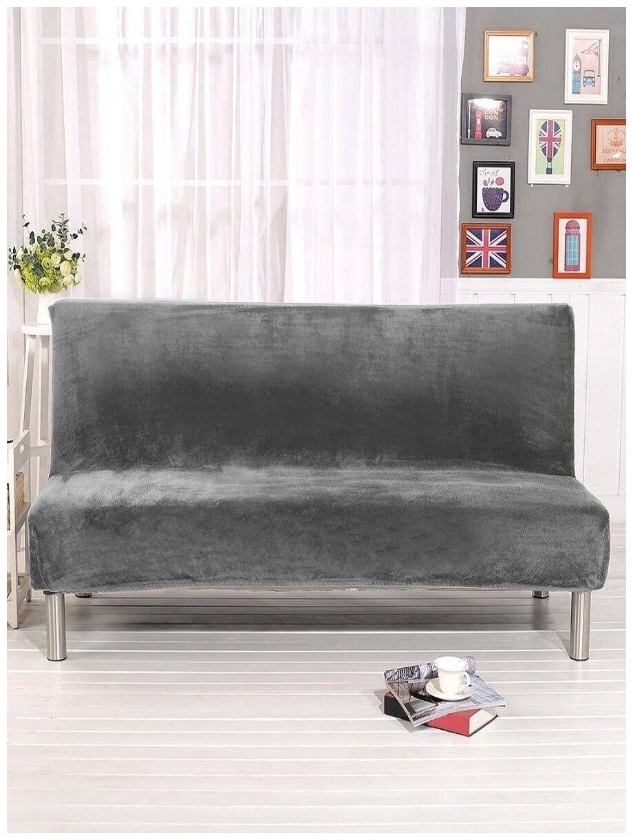 Чехол на трехместный диван без подлокотников Бруклин серый