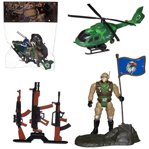 Игровой набор Abtoys Боевая сила Вертолет, фигурка солдата и другие аксессуары, в пакете PT-01443