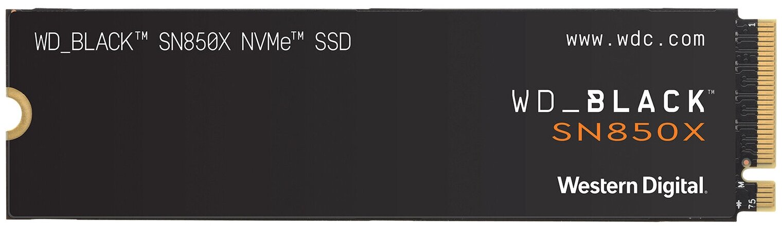 Твердотельный накопитель WD SSD Black SN850X, 2.0TB, M.2(22x80mm), NVMe, PCIe 4.0 x4, 3D TLC, R/W 7300/6600MB/s, IOPs 1 200 000/1 100 000, TBW 1200, DWPD 0.3