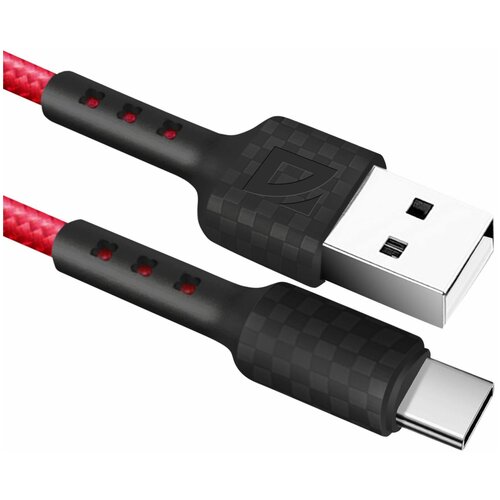 USB кабель Defender F181 TypeC черный, 1м, 2.4А, нейлон, пакет