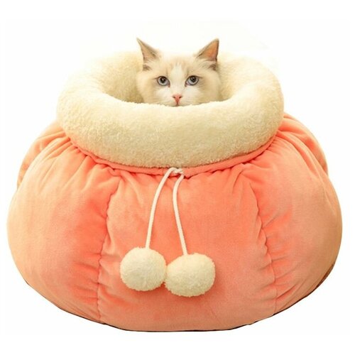 Лежак для кошек Тыква, Bentfores (45 х 45 см, розовый/белый, 32727)
