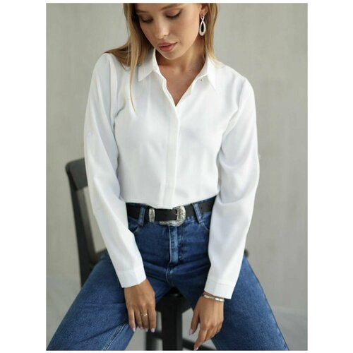 фото Sarah smith блузка рубашка белая офисная нарядная шифоновая офисный стиль р 46 fashion