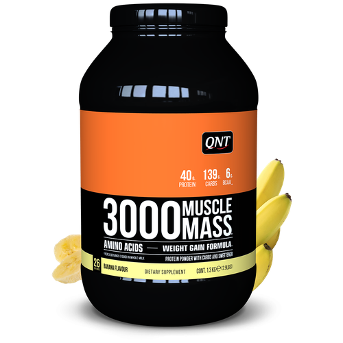 фото Qnt 3000 muscle mass banana flavour 1.3 kg/ гейнер"3000 массл масс" 1,3кг банан