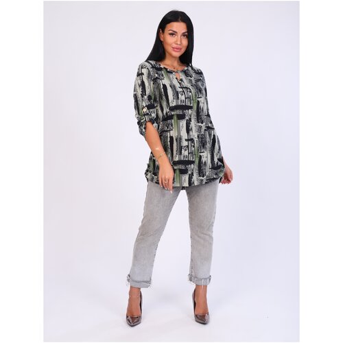 фото Рубашка женская, оверсайз, с коротким рукавом,хлопок, блузка с вырезом, демисезон new life