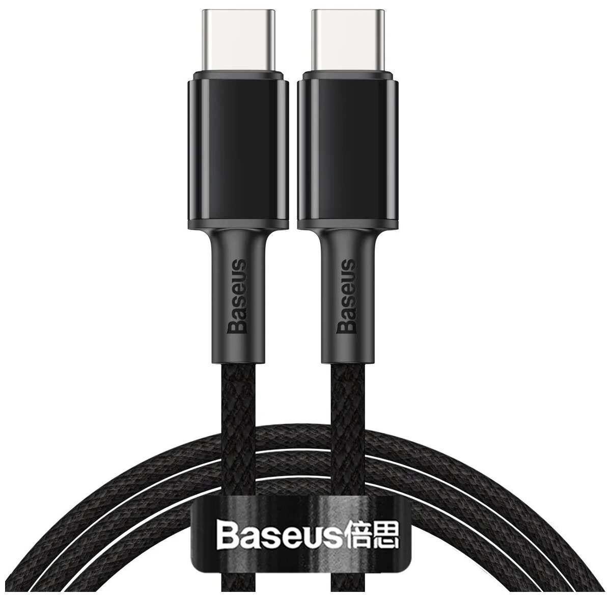 Кабель BASEUS High Density Braided, Type-C - Type-C, 100 Вт, 5A, 2 м, черный, CATGD-A01