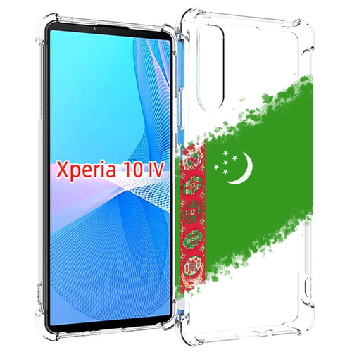 Чехол MyPads флаг герб Туркменистан-1 для Sony Xperia 10 IV (10-4) задняя-панель-накладка-бампер