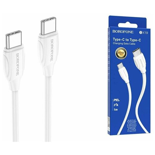 Кабель USB Cm-Cm Borofone BX19 White PD 60W, белый - 1 метр кабель borofone usb usb type c bx19 1 м 1 шт черный