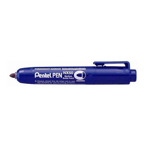 Pentel Маркер перманентный с кнопкой Pentel Pen, синий, 230 мл, 5,0 мм