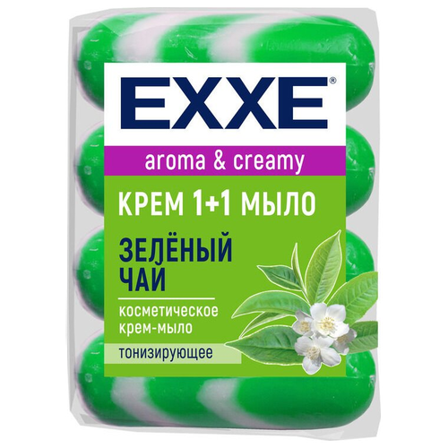 EXXE Крем-мыло 1+1 Зелёный чай зеленый чай, 4 шт., 90 г туалетное мыло exxe 1 1 зеленый чай 4 90 г