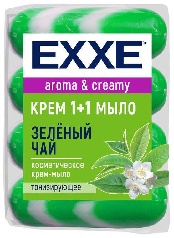 EXXE Крем-мыло 1+1 Зелёный чай, 4 шт, 90 г
