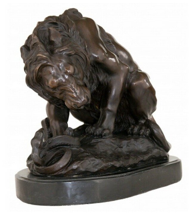 Скульптура из бронзы "Лев и змея" (малый)