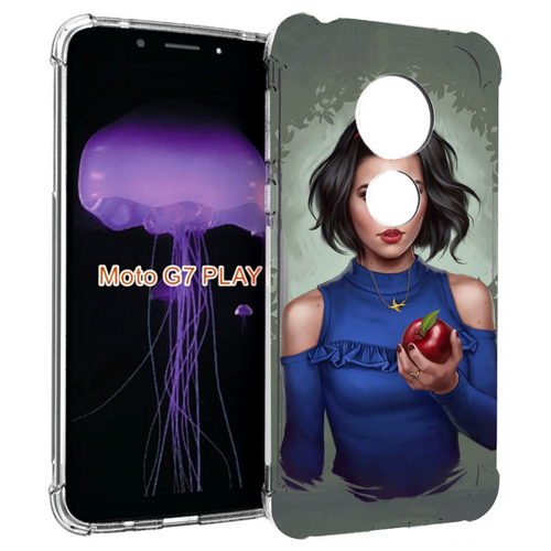 Чехол MyPads девушка-с-яблоком женский для Motorola Moto G7 Play задняя-панель-накладка-бампер