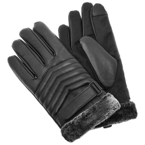 Кожаные мужские перчатки RHDS для сенсорных экранов с стрелками (Черный) черный  