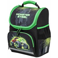 Ранец / рюкзак / портфель школьный для мальчика первоклассника Пифагор Basic, с эргономичной спинкой, Monster steel, 35х28х18 см