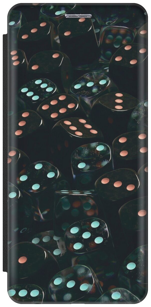 Чехол-книжка Сине-красные кости на Xiaomi Poco F3 / Сяоми Поко Ф3 черный