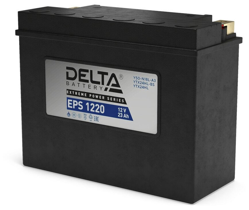 Аккумулятор Delta EPS 1220 (YTX24HL-BS / YTX24HL) 12В 23Ач 360CCA 205x87x162 мм Обратная (-+)