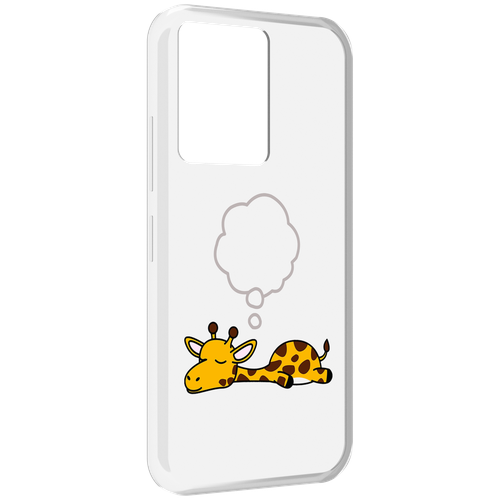 Чехол MyPads спящий-жираф детский для Infinix Note 12 5G X671 / Note 12 Pro 5G задняя-панель-накладка-бампер