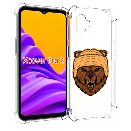 Чехол MyPads Медведь-в-шапке для Samsung Galaxy Xcover Pro 2 задняя-панель-накладка-бампер