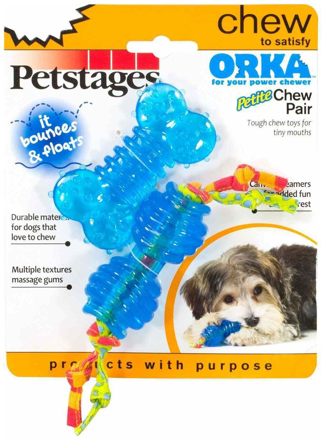 Petstages игрушка Mini орка "Косточка+гантеля" ультра-мини для собак 7 см.