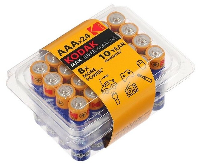 Батарейка алкалиновая Kodak Max, AAA, LR03-24BOX, 1.5В, бокс, 24 шт.