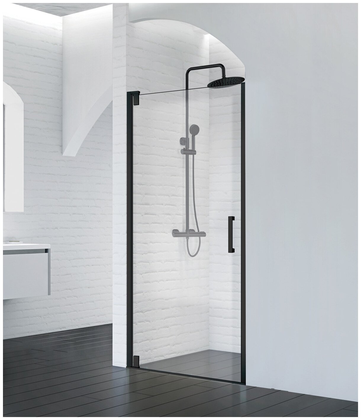 Душевая дверь в нишу BelBagno Marmi B-1-90-C nero - фото №1