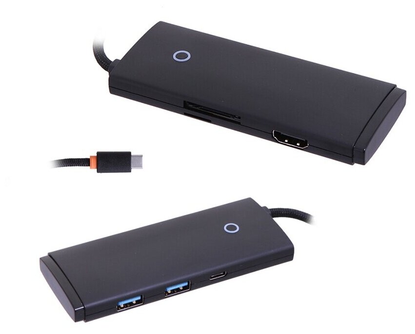 Хаб USB Baseus Lite Series 6-Port Type-C HUB Type-C - HDMI+2xUSB 3.0+Type-C Data+SD/TF Black WKQX050001