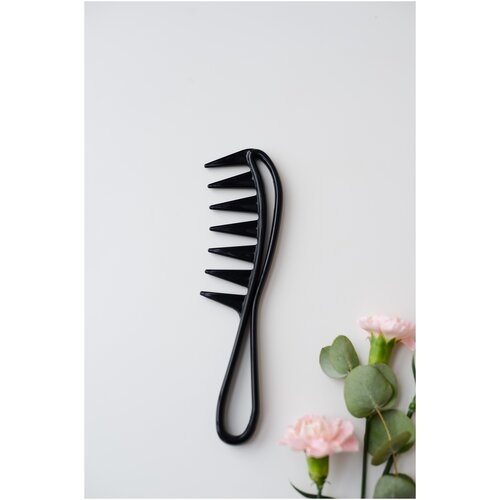 Расческа гребень для волос, широкие зубья, цвет черный