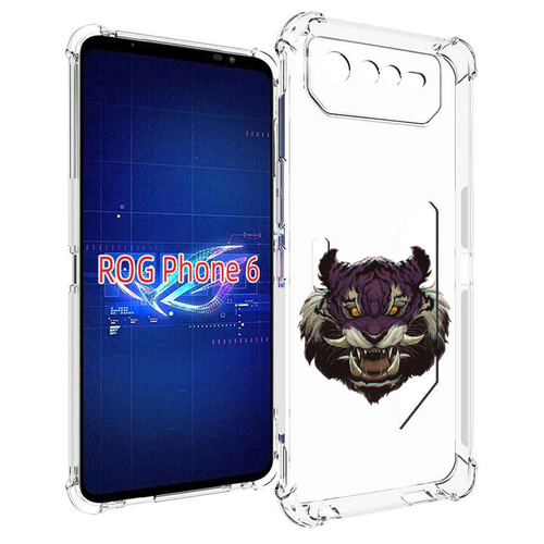 Чехол MyPads Страшный-тигр для Asus ROG Phone 6 задняя-панель-накладка-бампер