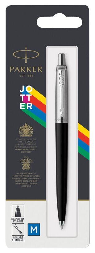 Ручка шариковая Parker "Jotter Black", синяя, 1,0мм, кнопочн, пластик. корпус, блистер