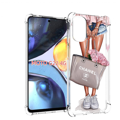 Чехол MyPads Девушка-с-сумкой женский для Motorola Moto G22 4G задняя-панель-накладка-бампер