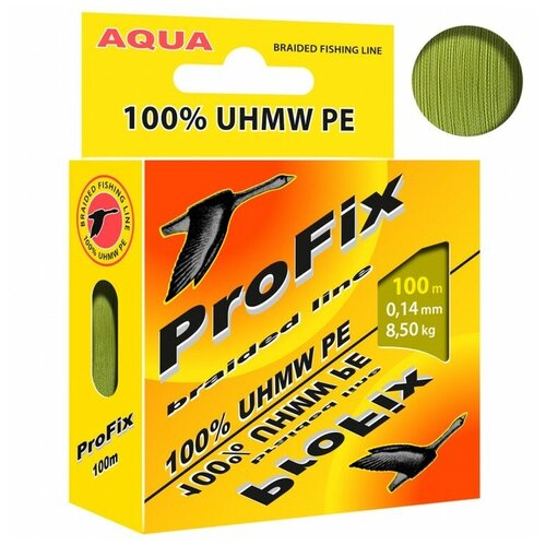 плетеный шнур aqua profix olive 0 16mm 100m Леска-шнур Aqua ProFix 100м 0,14мм оливковый
