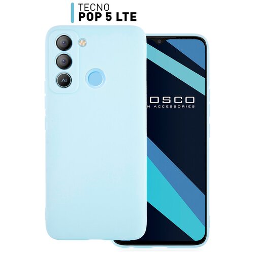 Чехол для Tecno Pop 5 LTE (Техно Поп 5 ЛТЕ) с матовый чехол ROSCO, бортик (защита) модуля камер, тонкий силиконовый светло синий чехол накладка krutoff soft case za мир для tecno pop 5 lte черный